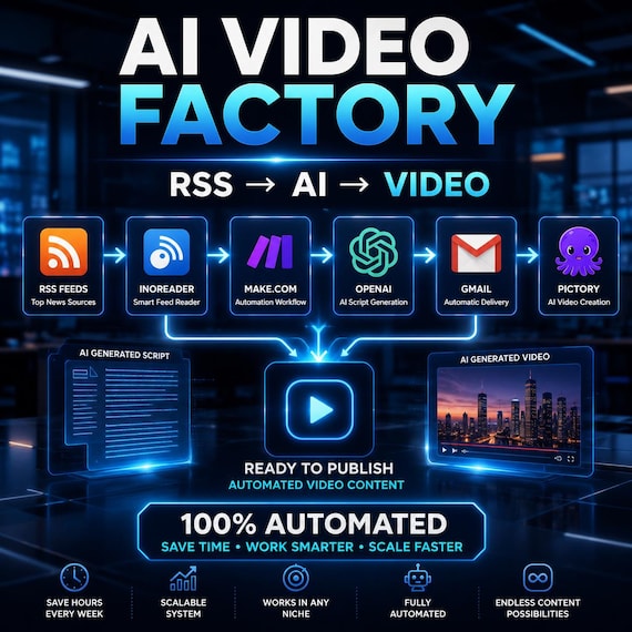 AI Video Factory | RSS Automation with Make.com, OpenAI, Inoreader & Pictory