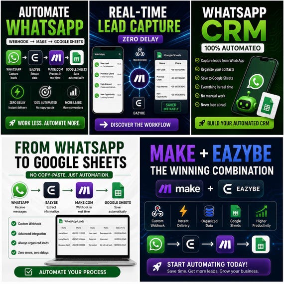 WhatsApp Automation Blueprint™ | Make.com Webhooks, Google Sheets & Eazybe CRM Workflow