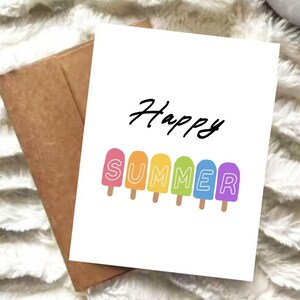 Happy Summer Greeting Card | Cute Popsicle Card | A2 Card | Seasonal Card | Celebration Card | Rainbow Ice Pop Design | Digital or Physical