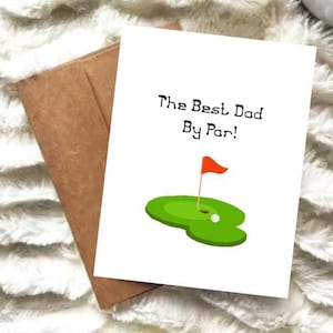 Pun Golf Vatertagskarte |‘The Best Dad By Par!’ | A2 Karte | Golf Grußkarte | Geschenk für Papa | Karte für Golf-Liebhaber | Physisch oder Digital