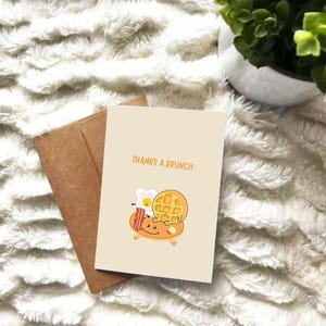 Merci Punny carte de vœux | Un brunch de remerciement | Carte A2 | gaufre, oeuf et bacon | Carte de remerciement pour amis | Physique ou numérique
