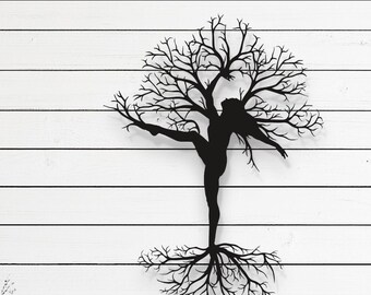Decorative Tree Woman Laser Cut, Vector Files – SVG, DXF, Ai, Pdf for Glowforge, Cricut, CNC, Metal Wall Art, Digital Instant Download