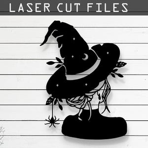 Halloween Witch Laser Cut Vector Design – SVG, DXF, Ai, Pdf Files for Glowforge, Cricut, CNC, Metal, Wall Decor, Digital Instant Download
