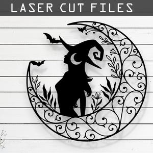 Halloween Witch Laser Cut Vector Design – SVG, DXF, Ai, Pdf Files for Glowforge, Cricut, CNC, Metal, Wall Decor, Digital Instant Download