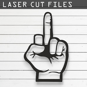 Decorative Middle Finger Laser Cut, Vector Files – SVG, DXF, Ai, Pdf Glowforge, Cricut, CNC, Metal Wall Art, Digital Instant Download