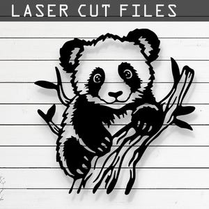 Design vectoriel découpé au laser panda décoratif - fichiers SVG DXF Ai Pdf pour Glowforge Cricut CNC décoration murale métal art numérique téléchargement immédiat