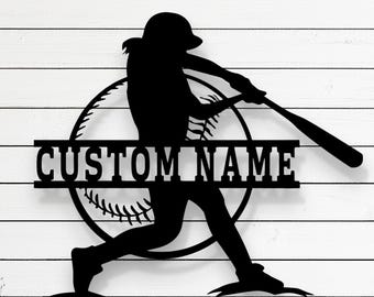 Customizable Softball Player Laser Cut Vector Files - SVG, DXF, Glowforge, Cricut, CNC, Metal Wall Art, Sports Decor, Instant Download