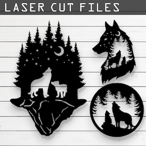 Decorative Wolf Laser Cut Vector Design – SVG, DXF, Ai, Pdf Files for Glowforge, Cricut, CNC, Metal, Wall Decor, Digital Instant Download