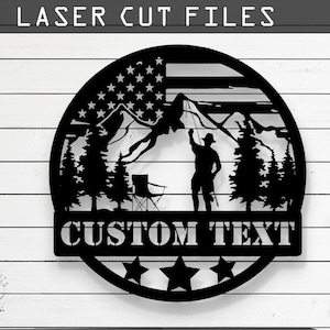 Customizable Us Fisherman Laser Cut Vector Files - SVG, DXF, Glowforge, Cricut, CNC, Metal Wall Art, Fishing Decor, Instant Download