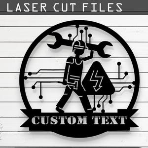 Silueta de ingeniería eléctrica personalizable: Glowforge, Cricut, archivo cortado con láser, CNC, arte mural para ingenieros, descarga digital instantánea