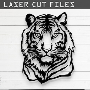 Decorative Tiger Silhouette Laser Cut, Vector Files – SVG, DXF, Ai, Pdf for Glowforge, Cricut, CNC, Metal Wall Art, Digital Instant Download