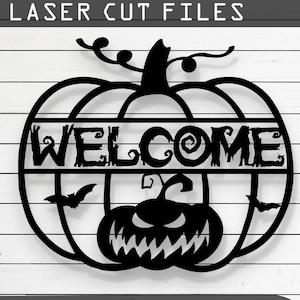 Halloween Welcome Sign Laser Cut Vector Design – SVG, DXF, Ai, Pdf Files Glowforge, Cricut, CNC, Metal, Wall Decor, Digital Instant Download