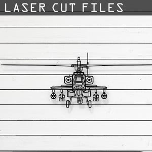 AH-64D Apache Front View Helicopter – Laser Cut File for Glowforge, Cricut, Wall Art, Military Decor, Personalized Gift, Digital Download