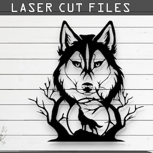 Decorative Wolf Laser Cut Vector Design – SVG, DXF, Ai, Pdf Files for Glowforge, Cricut, CNC, Metal, Wall Decor, Digital Instant Download