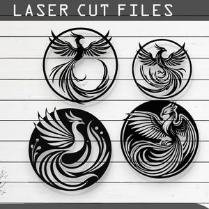 Decorative Phoenix Bird Laser Cut Vector Design – SVG, DXF, Ai, Pdf Files for Glowforge, Cricut, CNC, Wall Decor, Digital Instant Download