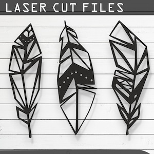 Geometryczne pióra cięte laserowo projekt wektorowy – pliki SVG, DXF, Ai, PDF Glowforge, Cricut, CNC, metal, dekoracja ścienna, cyfrowe natychmiastowe pobieranie