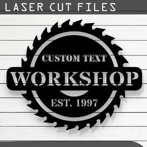 Customizable Workshop Laser Cut Vector Files - SVG, DXF, Glowforge, Cricut, CNC, Metal Wall Art, Tool Garage Decor, Instant Download