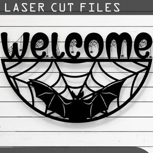 Halloween Welcome Sign Laser Cut Vector Design – SVG, DXF, Ai, Pdf Files Glowforge, Cricut, CNC, Metal, Wall Decor, Digital Instant Download