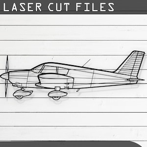 パイパー PA-28 チェロキー飛行機シルエット レーザーカット ベクター デザイン SVG、DXF、Pdf ファイル Glowforge、Cricut、金属、壁装飾、デジタル ダウンロード