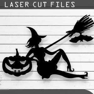 Halloween Witch Laser Cut Vector Design – SVG, DXF, Ai, Pdf Files for Glowforge, Cricut, CNC, Metal, Wall Decor, Digital Instant Download