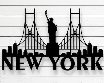 Decorative New York City Laser Cut Vector Design–SVG, DXF, Ai, Pdf Files Glowforge, Cricut, CNC, Metal, Wall Decor, Digital Instant Download