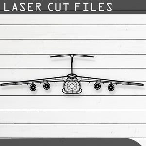 Silhouette d'avion avant Galaxy C-5 découpé au Laser - fichiers SVG, DXF, Ai, Pdf Glowforge, Cricut, métal, décoration murale, téléchargement numérique
