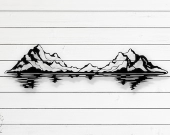 Diseño vectorial cortado con láser de montaña decorativa: archivos SVG, DXF, Ai y PDF para Glowforge, Cricut, CNC, metal, decoración de pared, descarga digital instantánea