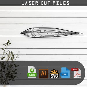 B-2 Spirit Stealth Bomber Airplane Silhouette Laser Cut Vector Design SVG, DXF, Files Glowforge, Cricut, Metal, Wall Decor, Digital Download