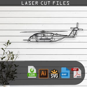 CH-53E Super Stallion Helicopter Silhouette – Laser Cut File for Glowforge, Cricut, Wall Art, Military Decor, Digital Download