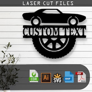 Customizable Car Garage Sign Laser Cut Vector Files - SVG, DXF, Glowforge, Cricut, Metal Wall Art, Mechanic Shop Decor, Instant Download