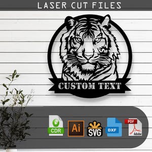Customizable Tiger SVG Laser Cut File – Glowforge, Cricut, Cnc, DIY Jungle Wall Art, Wild Animal Decor, Big Cat Sign, Digital Download