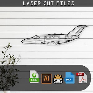 Citation Mustang Airplane Silhouette Laser Cut Vector Design – SVG, DXF, Pdf Files Glowforge, Cricut, Metal, Wall Decor, Digital Download