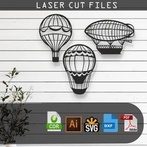 Decorative Hot Air Balloon Laser Cut Vector Design – SVG, DXF, Ai, Pdf Files Glowforge, Cricut, CNC, Wall Decor, Digital Instant Download