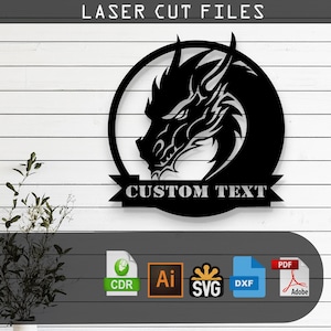 Customizable Dragon Silhouette – Laser Cut File for Glowforge, Cricut, CNC, Wall Art, Fantasy Decor, Personalized Gift, Digital Download