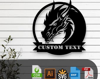 Aanpasbaar drakensilhouet – lasergesneden bestand voor Glowforge, Cricut, CNC, muurkunst, fantasiedecor, gepersonaliseerd cadeau, digitale download