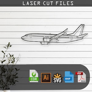 Boeing 737-800NG Airplane Silhouette Laser Cut Vector Design –SVG, DXF, Ai, Pdf Files Glowforge, Cricut, Metal, Wall Decor, Digital Download