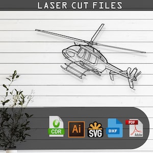 407GX Angle Helicopter Silhouette Laser Cut Vector Design – SVG, DXF, Ai, Pdf Files Glowforge, Cricut, Metal, Wall Decor, Digital Download