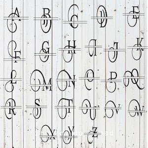 Customizable Split Monogram A-Z Last Name Sign – Laser Cut File for Glowforge, Cricut, CNC, Wall Art, Wedding Decor, Instant Download