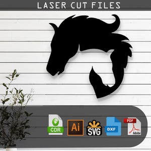 Horse Laser Cut SVG/DXF File | Metal Art Wall Art, Engraving Decal, Silhouette Template | Digital Vector for Instant Download