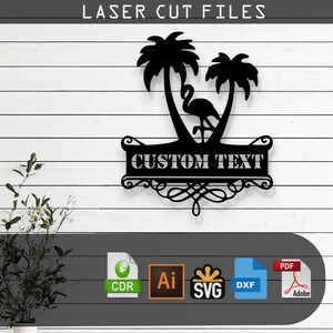 Customizable Flamingo Laser Cut Vector Files - SVG, DXF, Glowforge, Cricut, CNC, Metal Wall Art, Tropical Decor, Instant Download