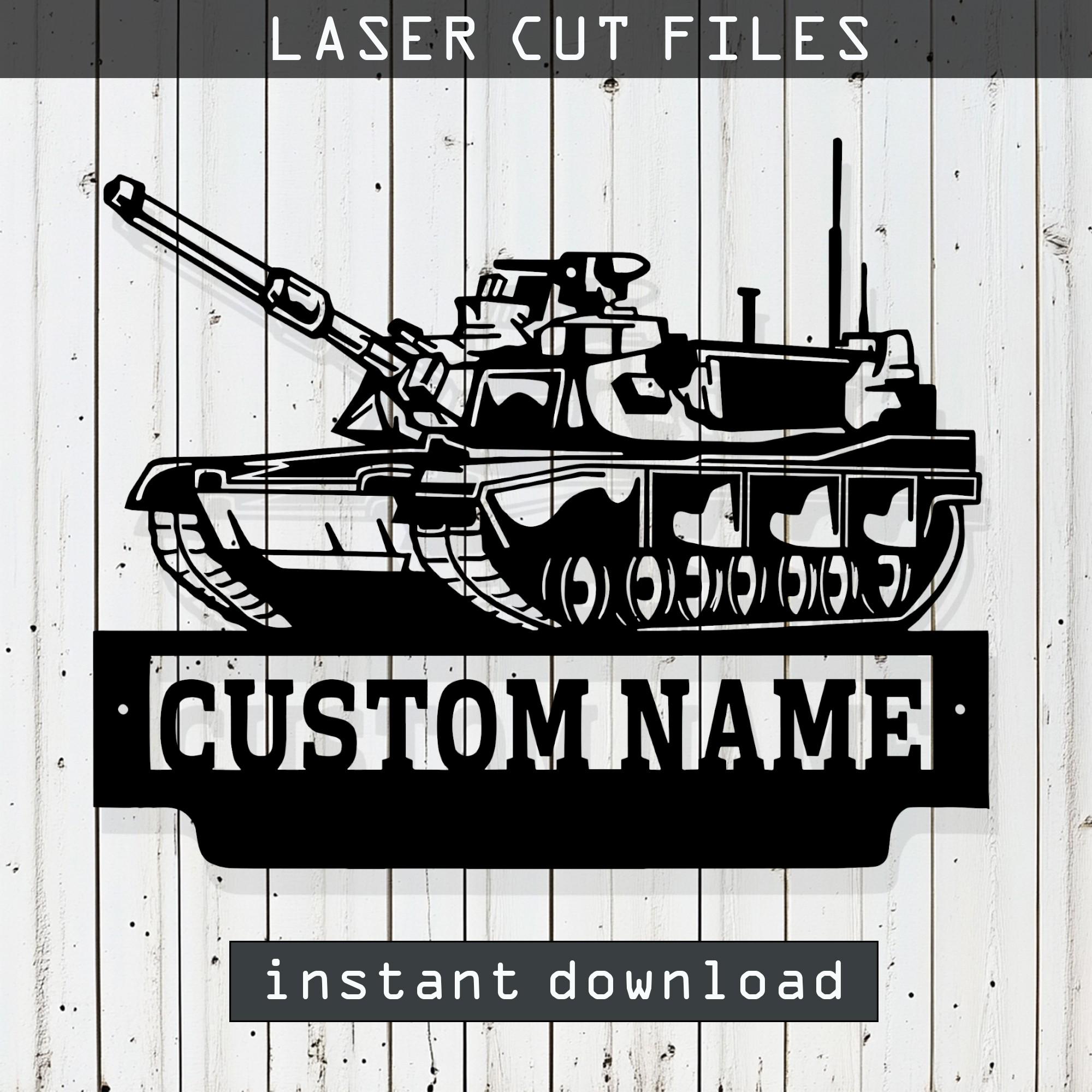 Customizable US Military Tank Silhouette Laser Cut Vector Design – SVG ...