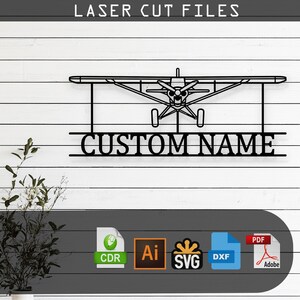 Silhouette avant personnalisée du Piper J-3 Cub - Svg Dxf AI Pdf CDR EPS - Décoration aviation découpée au laser