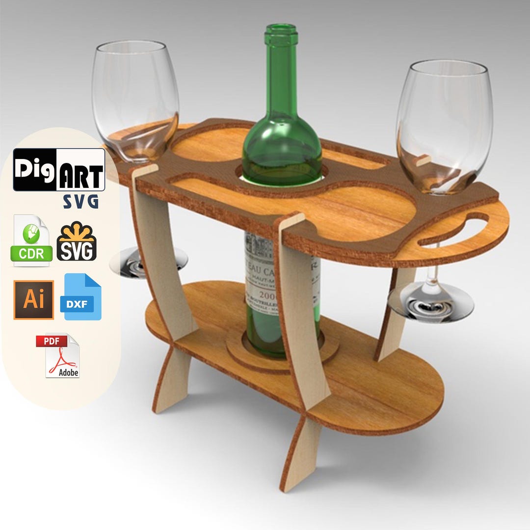 Cnc Router Wine Rack Wine Organizer Laser Cut File - DXF SVG Ai Cdr - Glowforge, Router, CNC ...