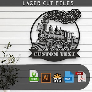 Customizable Train Silhouette Laser Cut Vector Design – SVG, DXF, Ai, Pdf Files Glowforge, Cricut, Metal, Wall Decor, Digital Download