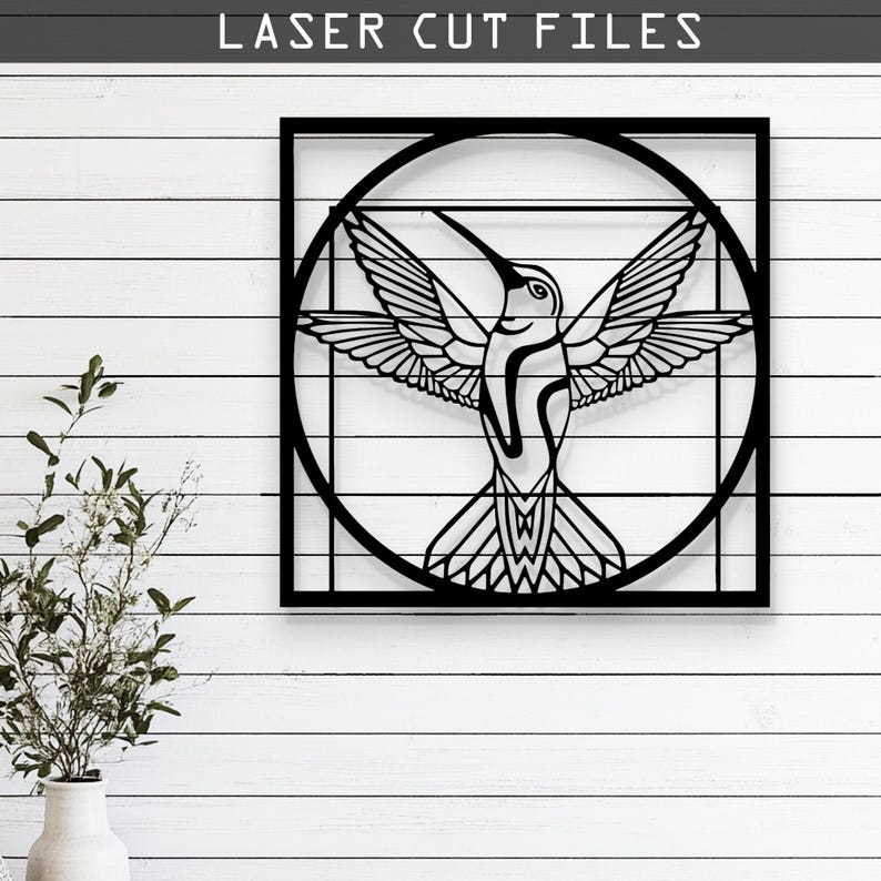 Decorative Hummingbird Silhouette Laser Cut, Vector Files–svg, DXF, Ai ...