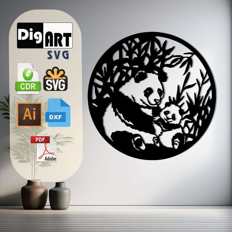 Decorative Panda Laser Cut Vector Design SVG DXF Ai Pdf Files for ...