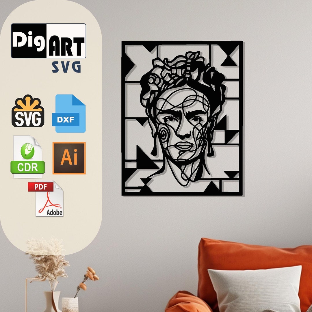 Frida Kahlo Silhouette Laser Cut Vector Design SVG, DXF, Ai, Pdf Files ...