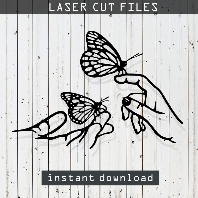 Elegant Hand Butterfly Laser Cut Vector Design – SVG, DXF, Ai, Pdf ...
