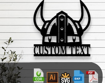 Customizable Viking Warrior Helmet Laser Cut Vector Files - SVG, DXF, Glowforge, Cricut, CNC, Metal Wall Art, Norse Decor Download