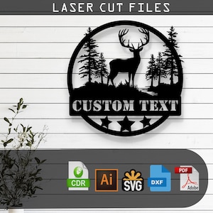 Customizable Deer and Forest SVG Laser Cut File – Glowforge, Cricut, Cnc, DIY Woodland Wall Art, Rustic Cabin Decor, Digital Download